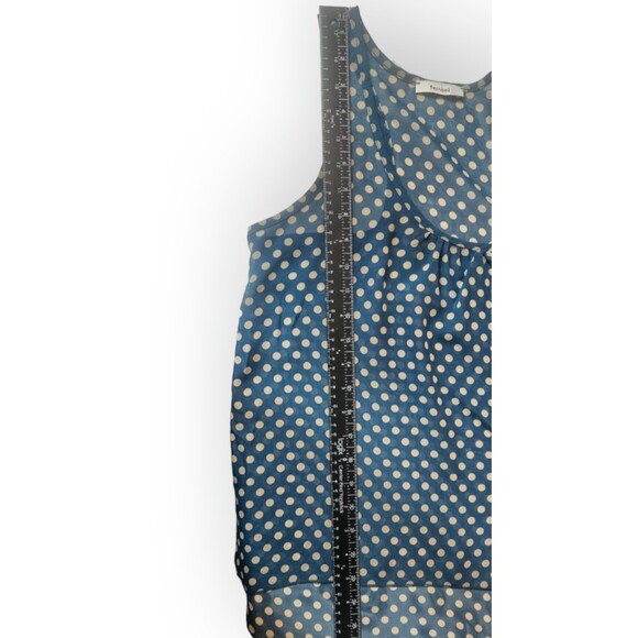 Teen Bell Blouse Size Medium Teal Beige Polka Dot Tank Top Racerback Sheer - Picture 6 of 8